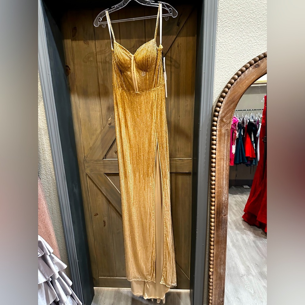 NEW Gold Ashley Lauren Prom Dress Size 4